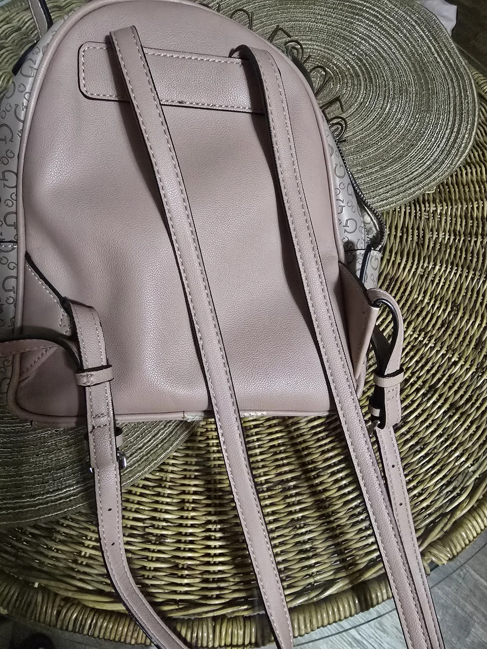GUESS Blush Pink Monogram Mini Backpack